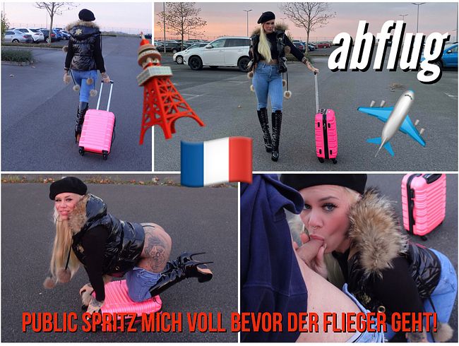 SteffiBlond Porno Video: PUBLIC spri** MICH VOLL BEVOR DER FLIEGER GEHT