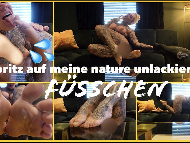 SteffiBlond Porno Video: spri** auf meine nature unlackierten FÜSSCHEN!!!